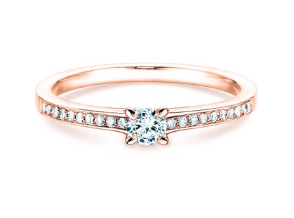Verlobungsring Modern Pavé in 14K Roségold mit Diamanten 0,15ct G/SI