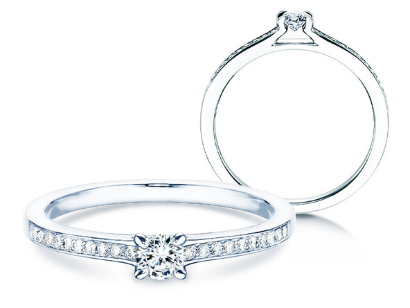 Verlobungsring Modern Pavé in Platin 950/- mit Diamanten 0,25ct G/SI