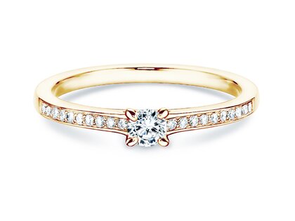 Verlobungsring Modern Pavé in 18K Gelbgold mit Diamanten 0,20ct G/SI