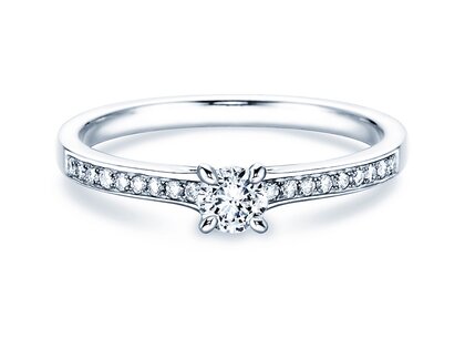 Verlobungsring Modern Pavé in 18K Weißgold mit Diamanten 0,30ct G/SI