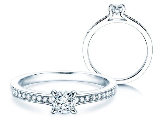 Verlobungsring Modern Pavé in 14K Weißgold mit Diamanten 0,15ct G/SI
