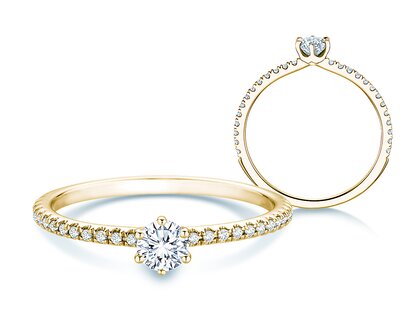 Verlobungsring Royal Pavé in 18K Gelbgold mit natürlichen Diamanten 0,40ct G/SI