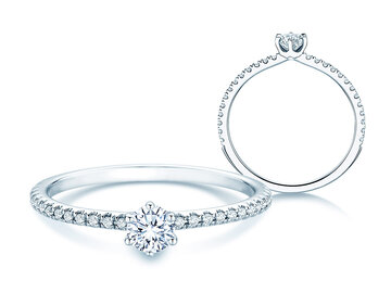 Verlobungsring Royal Pavé in 9K Weißgold mit natürliche Diamanten 0,35ct G/SI