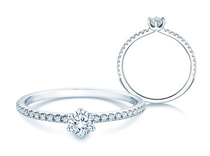 Verlobungsring Royal Pavé in 9K Weißgold mit natürliche Diamanten 0,35ct G/SI