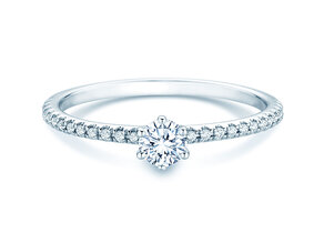 Verlobungsring Royal Pavé in 9K Weißgold mit natürlichen Diamanten 0,35ct G/SI