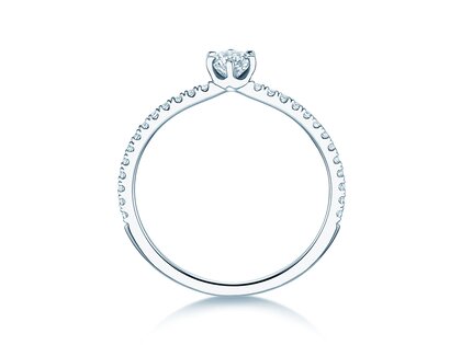 Verlobungsring Royal Pavé in 9K Weißgold mit natürlichen Diamanten 0,35ct G/SI