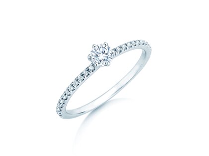 Verlobungsring Royal Pavé in 9K Weißgold mit natürlichen Diamanten 0,35ct G/SI
