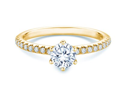 Verlobungsring Royal Pavé in 9K Gelbgold mit natürlichen Diamanten 0,65ct G/SI