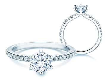 Verlobungsring Royal Pavé in 9K Weißgold mit natürliche Diamanten 1,22ct G/SI
