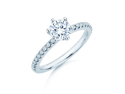 Verlobungsring Royal Pavé in 9K Weißgold mit natürlichen Diamanten 1,22ct G/SI