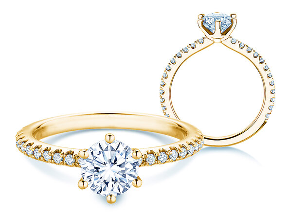 Verlobungsring Royal Pavé in 9K Gelbgold mit natürlichen Diamanten 1,22ct G/SI