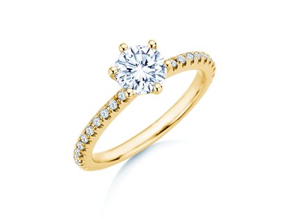 Verlobungsring Royal Pavé in 9K Gelbgold mit natürlichen Diamanten 1,22ct G/SI
