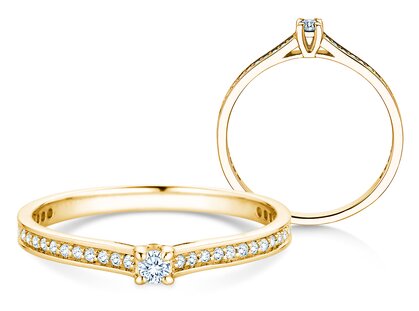 Verlobungsring Surprise Pavé in 14K Gelbgold mit Diamanten 0,23ct G/SI