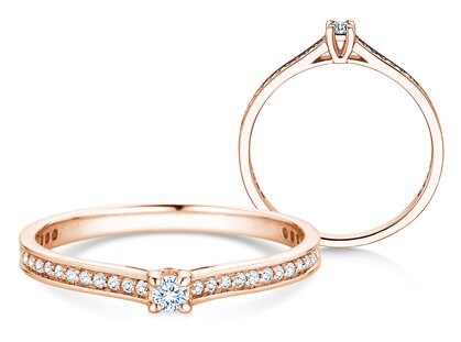 Verlobungsring Surprise Pavé in 14K Roségold mit Diamanten 0,23ct G/SI
