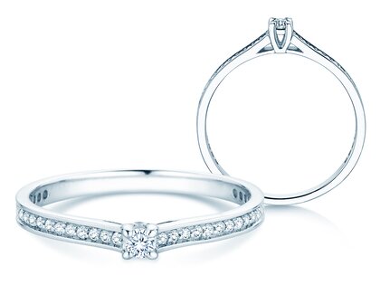 Verlobungsring Surprise Pavé in 14K Weißgold mit Diamanten 0,23ct G/SI