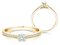 Verlobungsring Surprise Pavé in 9K Gelbgold mit Diamanten 0,38ct G/SI