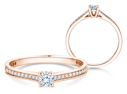 Verlobungsring Surprise Pavé in 9K Roségold mit Diamanten 0,38ct G/SI
