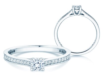 Verlobungsring Surprise Pavé in 9K Weißgold mit Diamanten 0,49ct G/SI