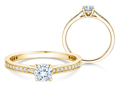 Verlobungsring Surprise Pavé in 14K Gelbgold mit Diamanten 0,64ct G/SI
