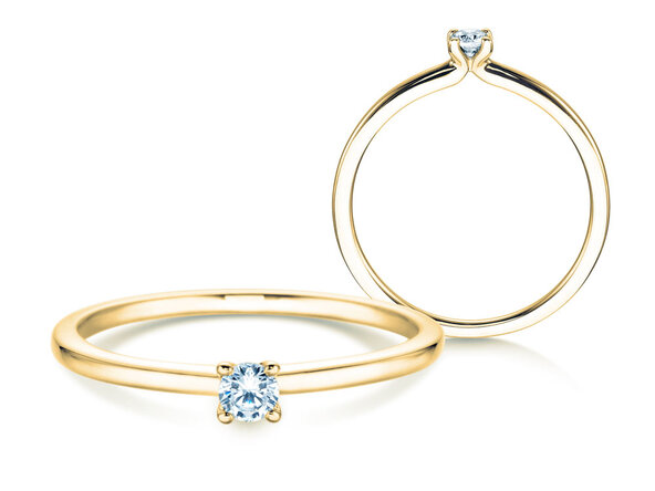 Verlobungsring Classic 4 in 14K Gelbgold mit Diamant 0,10ct H/SI