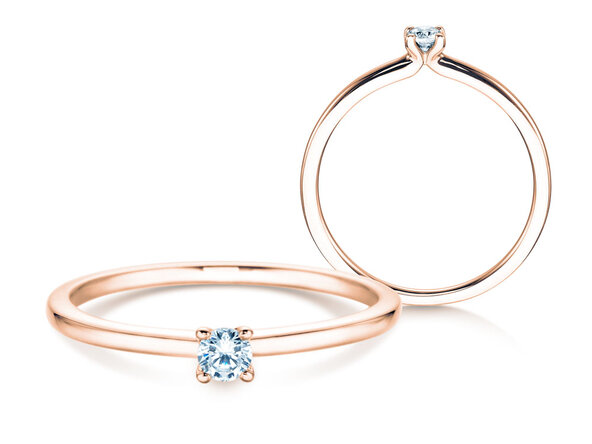 Verlobungsring Classic 4 in 18K Roségold mit Diamant 0,10ct H/SI
