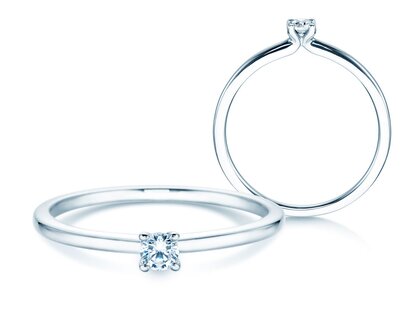 Verlobungsring Classic 4 in 18K Weißgold mit Diamant 0,10ct H/SI