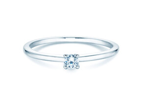Verlobungsring Classic 4 in 18K Weißgold mit Diamant 0,10ct H/SI