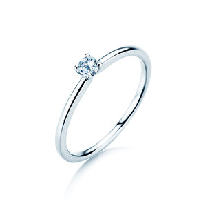 Verlobungsring Classic 4 in 18K Weißgold mit Diamant 0,10ct H/SI