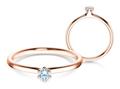 Verlobungsring Classic 6 in 14K Roségold mit Diamant 0,10ct G/SI