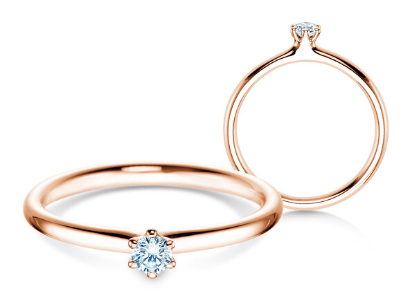 Verlobungsring Classic 6 in 18K Roségold mit Diamant 0,10ct H/SI
