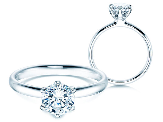 Verlobungsring Classic 6 in 18K Weißgold mit Diamant 2,50ct H/SI