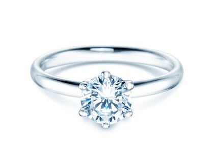 Verlobungsring Classic 6 in 18K Weißgold mit Diamant 2,50ct H/SI