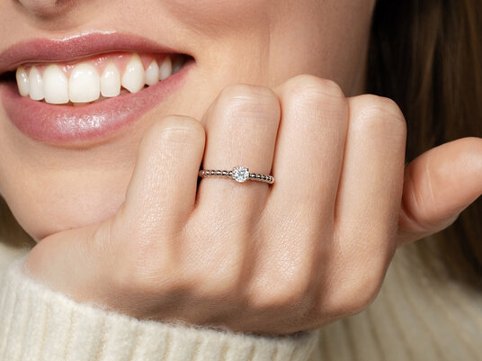 Verlobungsring Classic Beads in 9K Roségold mit Diamant 0,25ct