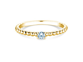Verlobungsring Classic Beads in 14K Gelbgold mit Diamant 0,10ct H/SI