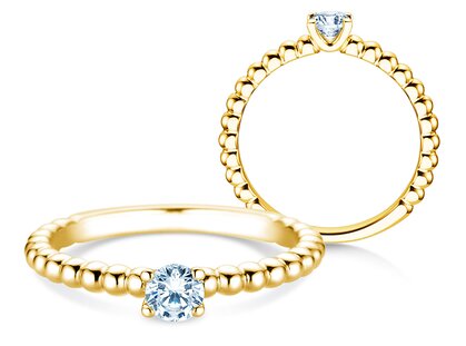 Verlobungsring Classic Beads in 14K Gelbgold mit Diamant 0,25ct H/SI