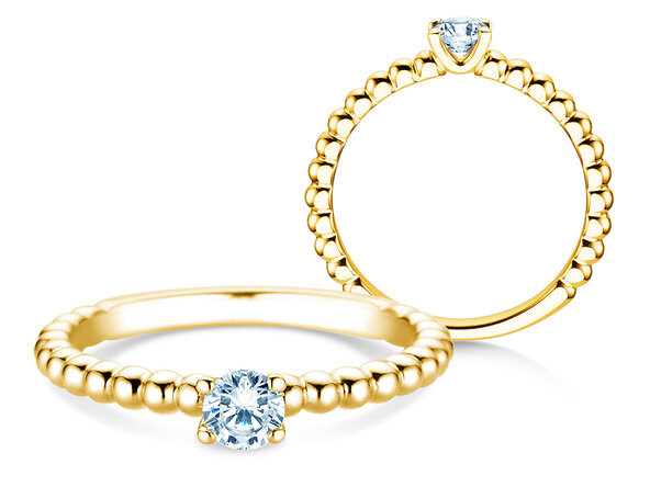 Verlobungsring Classic Beads in 14K Gelbgold mit Labordiamant 0,25ct E/VS
