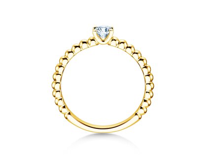 Verlobungsring Classic Beads in 14K Gelbgold mit Labordiamant 0,25ct E/VS