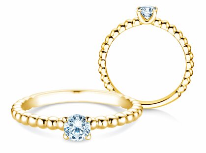 Verlobungsring Classic Beads in 14K Gelbgold mit Diamant 0,30ct G/SI