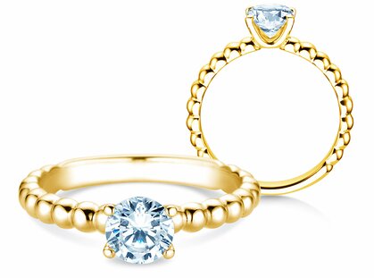 Verlobungsring Classic Beads in 9K Gelbgold mit Labordiamant 0,75ct D/IF