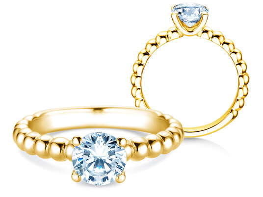 Verlobungsring Classic Beads in 9K Weißgold mit Diamant 1,00ct H/SI