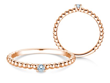 Verlobungsring Classic Beads in 14K Roségold mit Diamant 0,05ct G/SI