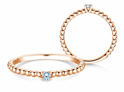 Verlobungsring Classic Beads in 14K Roségold mit Diamant 0,05ct G/SI