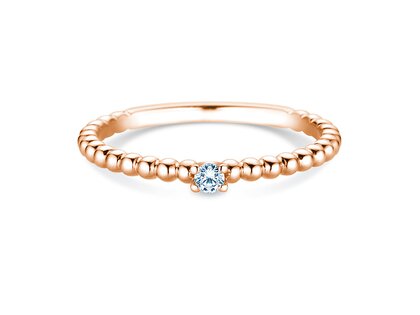 Verlobungsring Classic Beads in 14K Roségold mit Diamant 0,05ct G/SI
