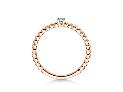 Verlobungsring Classic Beads in 14K Roségold mit Diamant 0,05ct G/SI