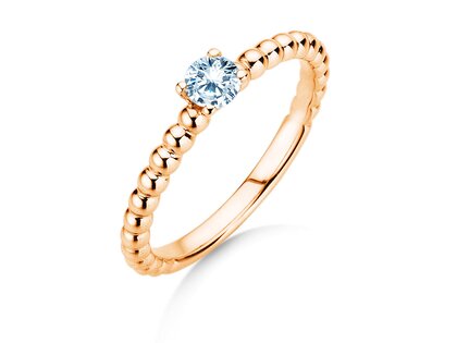 Verlobungsring Classic Beads in 14K Roségold mit Diamant 0,05ct G/SI