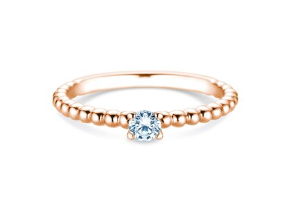 Verlobungsring Classic Beads in 14K Roségold mit Labordiamant 0,15ct E/VS
