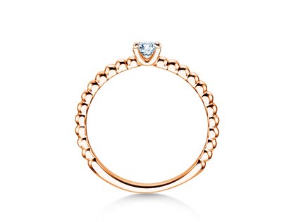 Verlobungsring Classic Beads in 14K Roségold mit Labordiamant 0,15ct E/VS