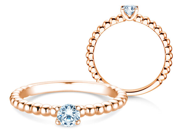 Verlobungsring Classic Beads in 9K Roségold mit Diamant 0,25ct H/SI