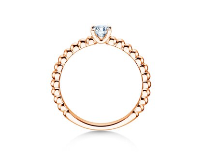 Verlobungsring Classic Beads in 9K Roségold mit Diamant 0,25ct H/SI
