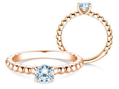 Verlobungsring Classic Beads in 14K Roségold mit Diamant 0,50ct H/SI